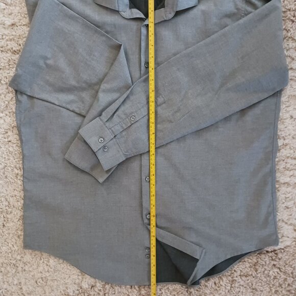 Calvin Klein Mens Long Sleeve Dress Shirt Formal Grey Size 34/35 XL Slim Fit - Picture 10 of 11